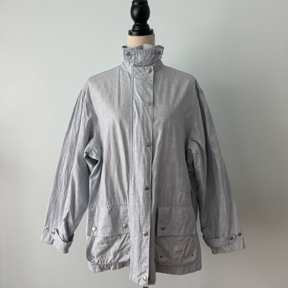 🌊 Vintage LRL Lauren Ralph Lauren Coated Linen Jacket Large Marine Supply Co
